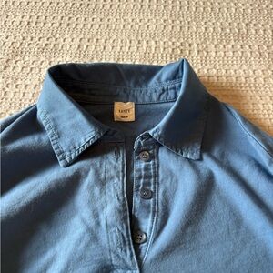 LESET Women’s Slate Blue Polo-Style Button Shirt
